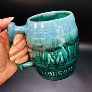 70s Laurentian Pottery MOLSON Beer Barrel Mug Vintage Man Cave Sports Bar Decor